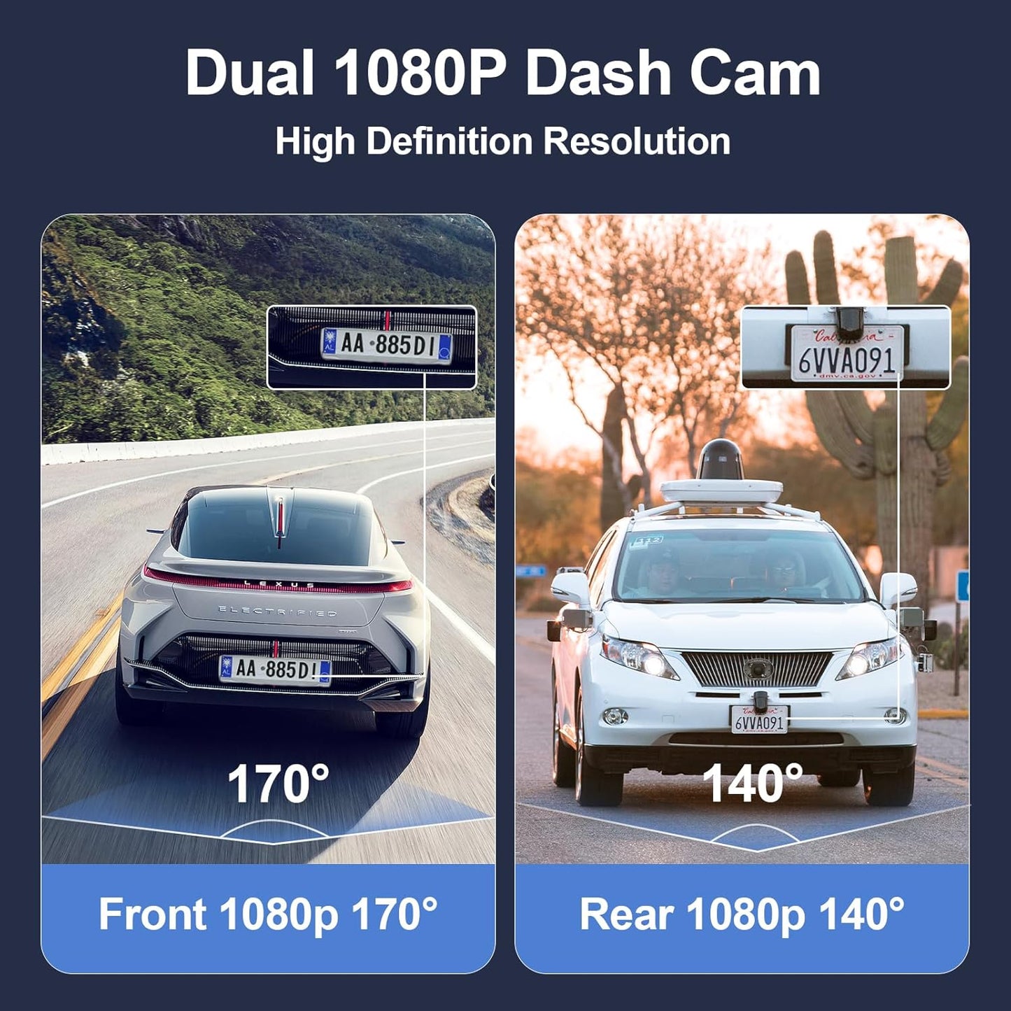 Caméra embarquée avant et arrière 1080P – Dash cam double pour voiture avec carte 64 Go incluse,