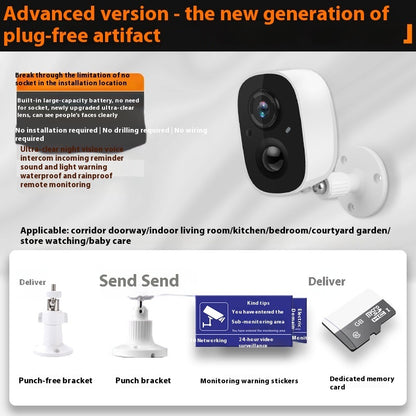 Caméra de Surveillance intérieur à Batterie. Connexion WiFi Sans Fil, Contrôle à Distance via Téléphone Mobile, Installation Sans Perçage