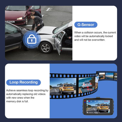 Caméra embarquée avant et arrière 1080P – Dash cam double pour voiture avec carte 64 Go incluse,