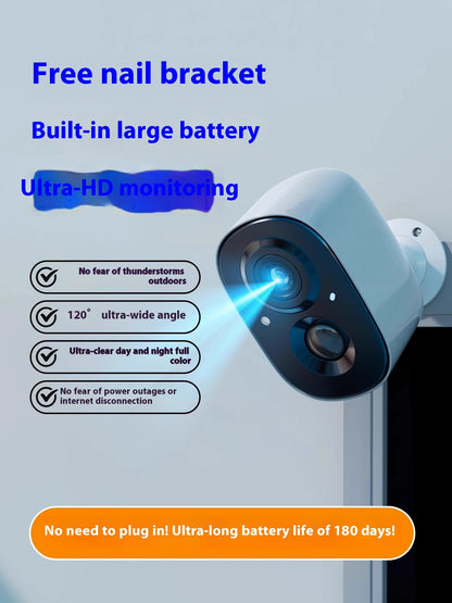 Caméra de Surveillance intérieur à Batterie. Connexion WiFi Sans Fil, Contrôle à Distance via Téléphone Mobile, Installation Sans Perçage