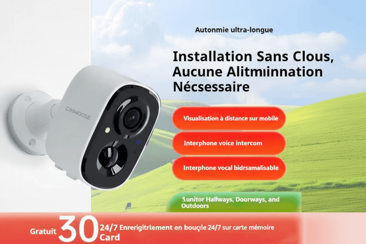 Caméra de surveillance WiFi sans fil BC22. Vision nocturne couleur HD, sécurité intelligente - Gadgets - shop