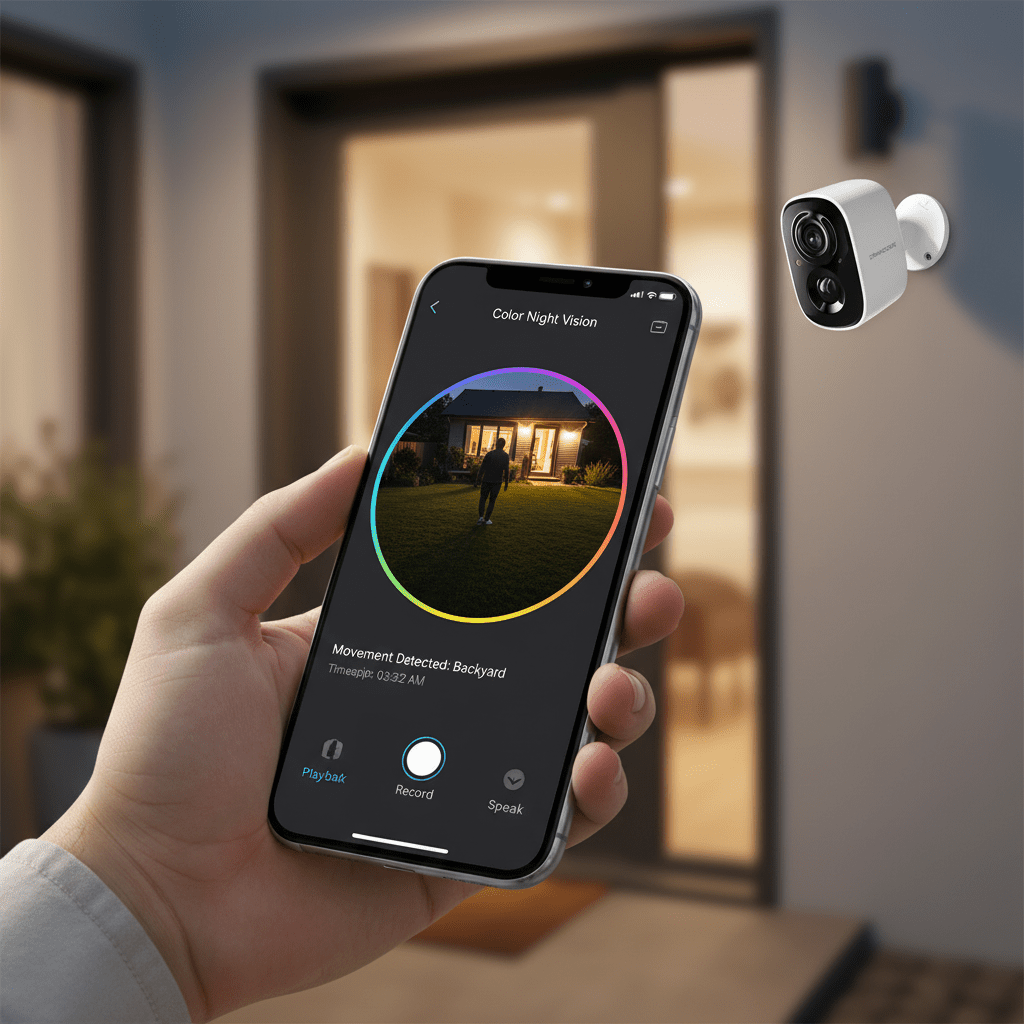 Caméra de surveillance WiFi sans fil BC22. Vision nocturne couleur HD, sécurité intelligente - Gadgets - shop