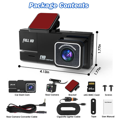 Caméra embarquée voiture Wi - Fi FHD/Dash Cam 3 canaux (Avant, Arrière & Intérieur) avec Enregistrement en boucle - Gadgets - shop