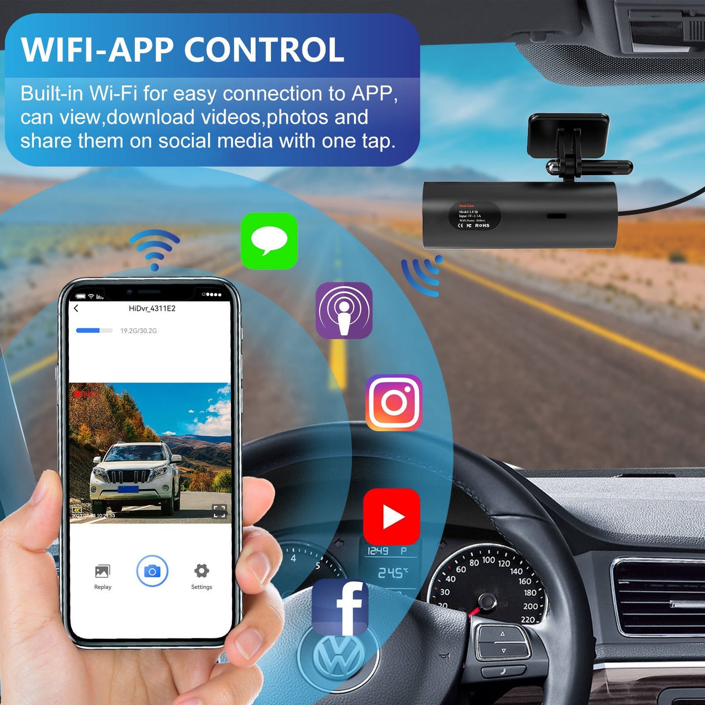 Dashcam 4K Wi - Fi pour voiture - Gadgets - shop