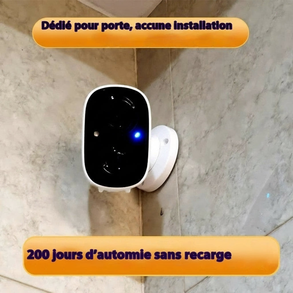 Caméra de Surveillance intérieur à Batterie. Connexion WiFi Sans Fil, Contrôle à Distance via Téléphone Mobile, Installation Sans Perçage
