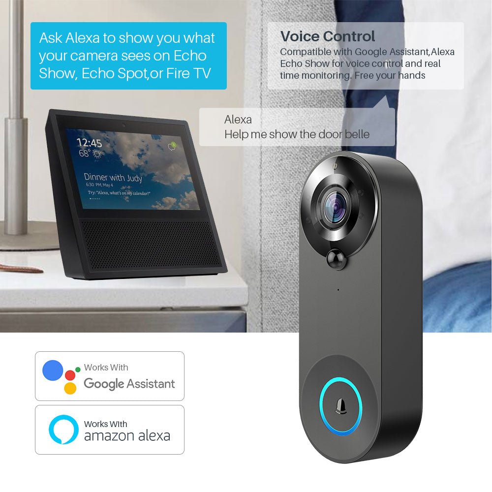 Sonnette intelligente visuelle sans fil avec connexion Wi - Fi (usage domestique) - Gadgets - shop
