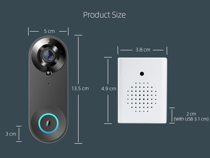 Sonnette intelligente visuelle sans fil avec connexion Wi - Fi (usage domestique) - Gadgets - shop