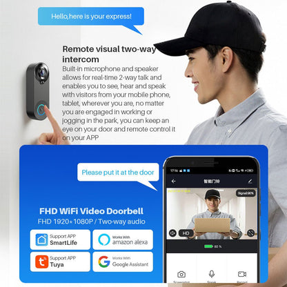 Sonnette intelligente visuelle sans fil avec connexion Wi - Fi (usage domestique) - Gadgets - shop