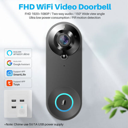 Sonnette intelligente visuelle sans fil avec connexion Wi - Fi (usage domestique) - Gadgets - shop